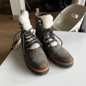 Marc Fisher LTD Izzie Genuine Shearling Lace-Up Boot (7 W)